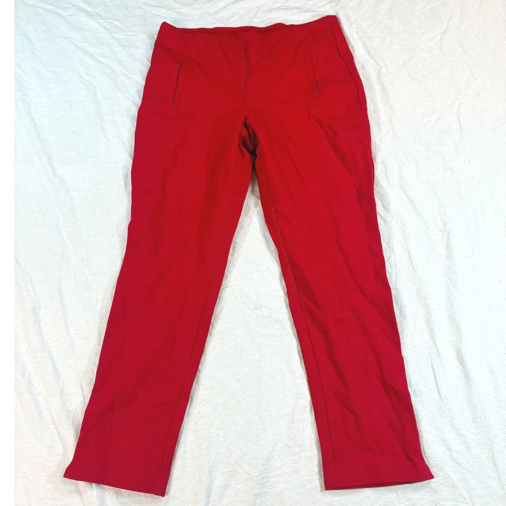 Chicos Women's 0.5 Ankle Pants Size 6 Red Slim Leg Pull On Stretch Trousers B98
